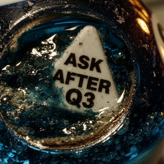 Answer window macro: the die reads ASK AFTER Q3